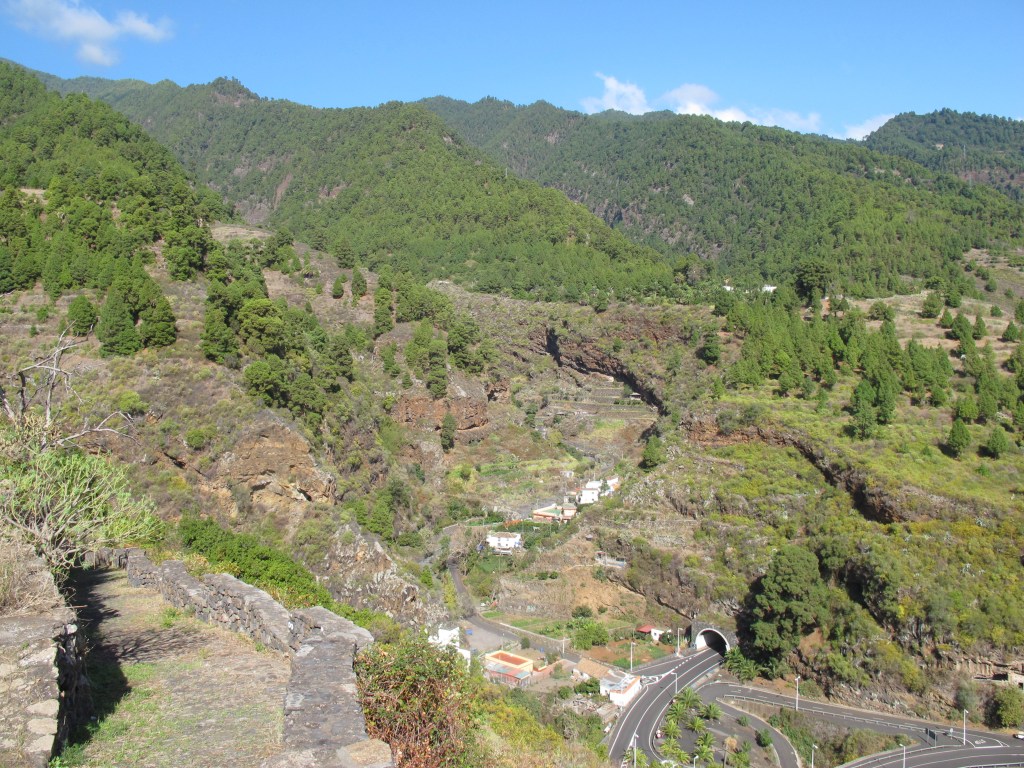 Part of the old path way directly in front of me, new roads below and lots of nature ahead. This is the landscape behind (or above) Santa Cruz de La Palma, close to Velhoco. By Ronny Errmann