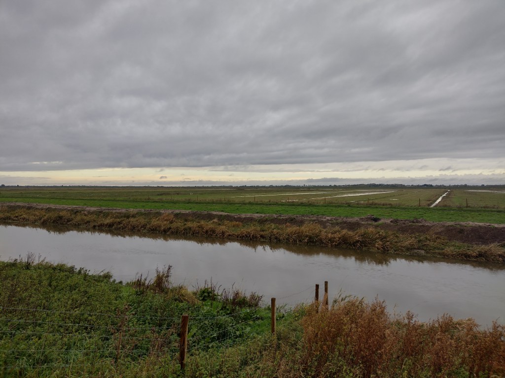 A rainy, gray Sunday morning in the UK. Blue sky can be seen in the distance, but unfortunately that's not my direction.