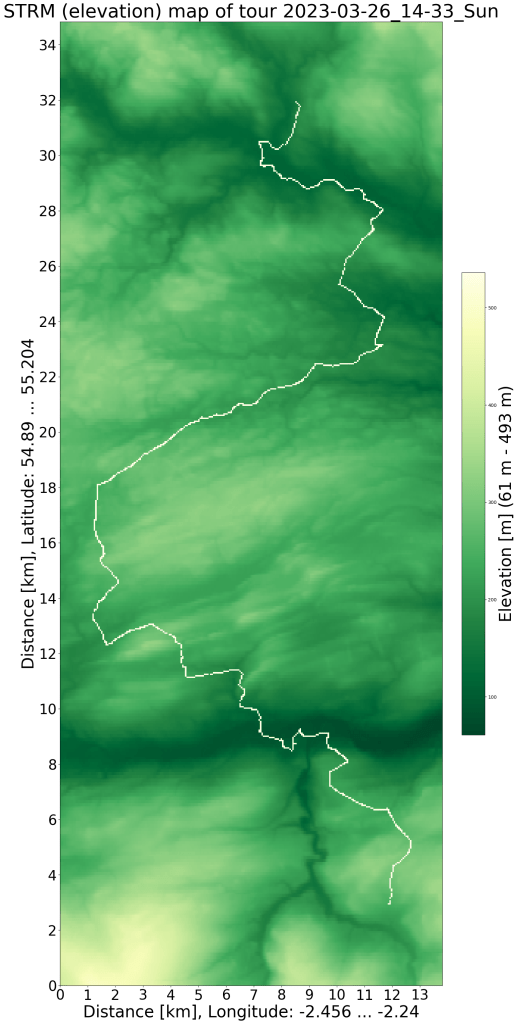 SRTM relief map with GPS data