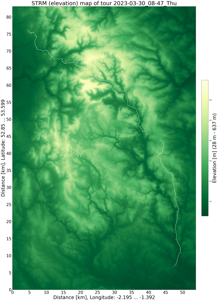 SRTM relief map with GPS data