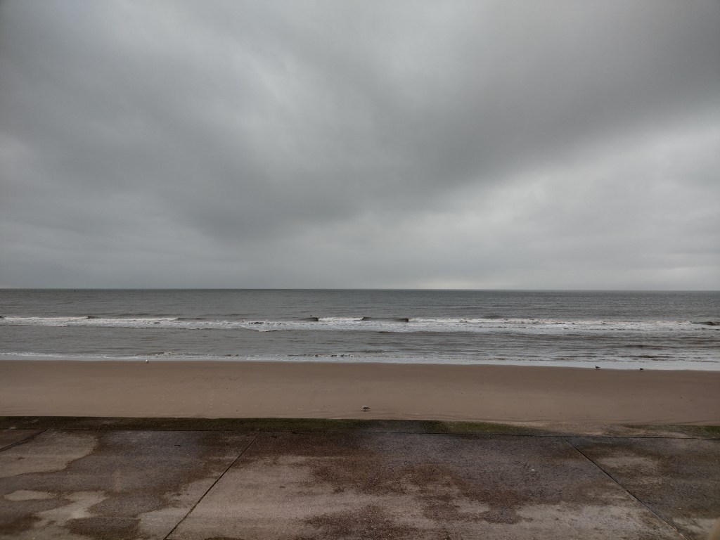 Blackpool beach on a grey March day