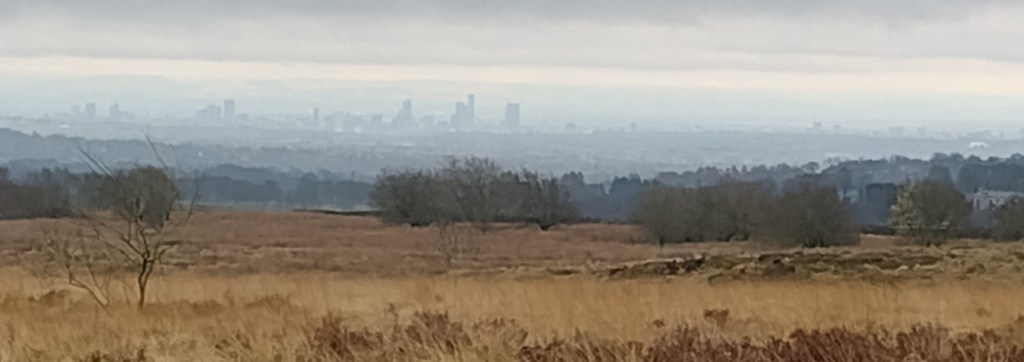 View of Manchester from Stones Bank Road with lots of digital zoom.