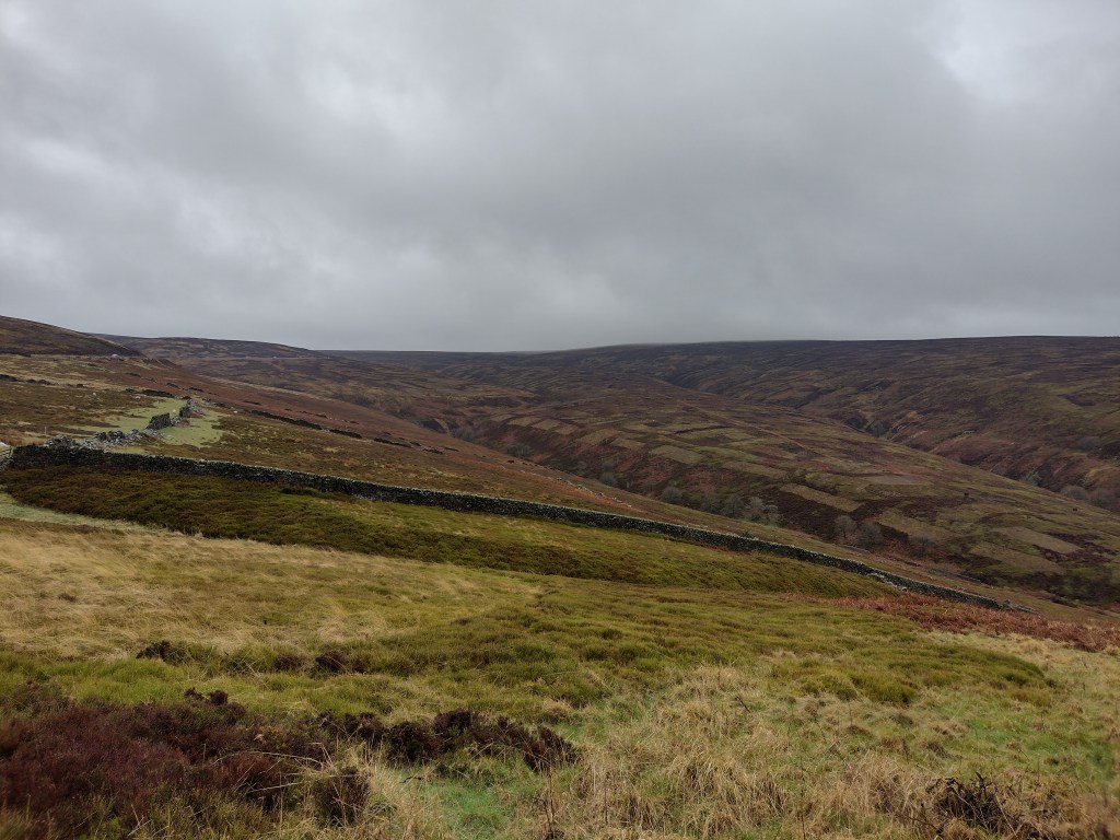 Ascent from Glossop to the Peak District. There are still 200 meters of altitude difference over 3 km to Snake Pass. Where the road bends around the hill (at the left edge of the picture) marks about half of the remaining ascend. The next photo was taken from there.