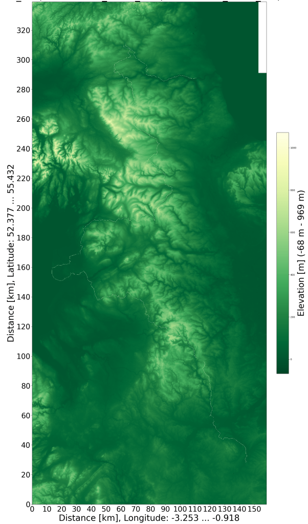 SRTM relief map with GPS data. The bike tour is just visible as a white line. I left out the very highest mountains but otherwise crossed a lot.